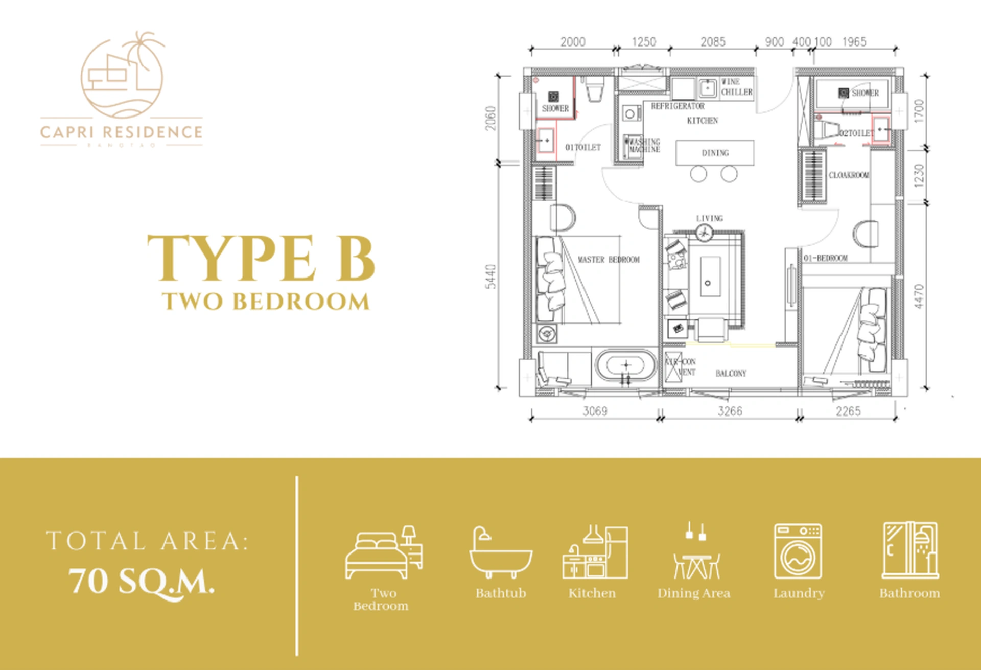 2 bedroom, 75,0 м²