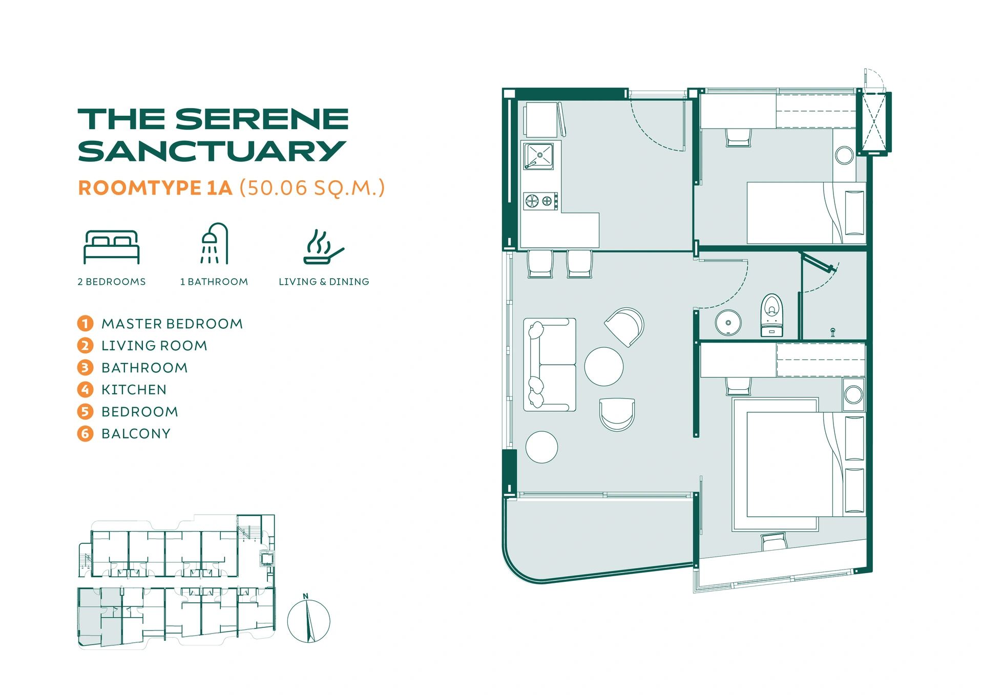 2 bedroom, 50,0 м²