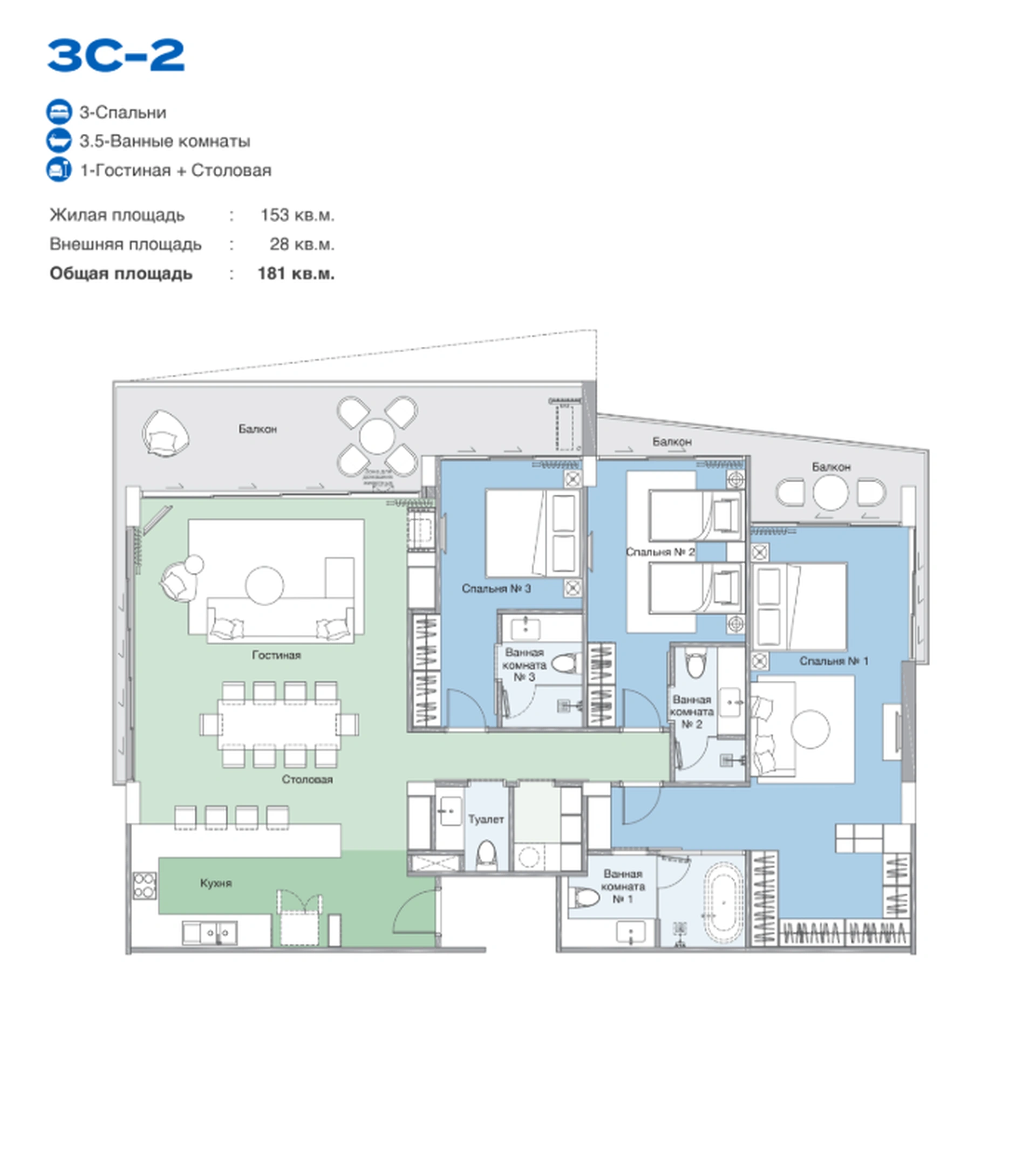 3 bedroom, 141,0 м²