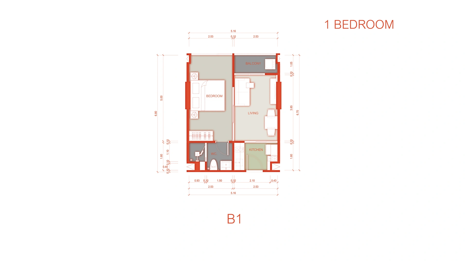 1 bedroom, 35,0 м²