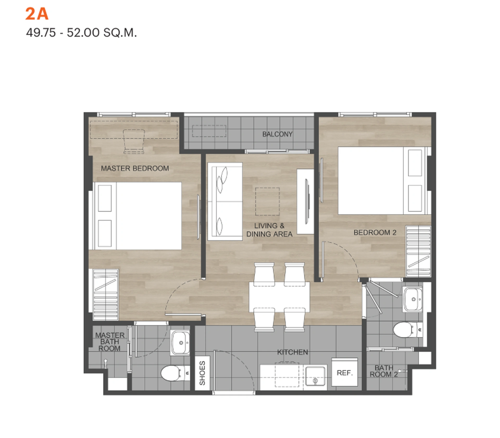 2 bedroom, 52,0 м²