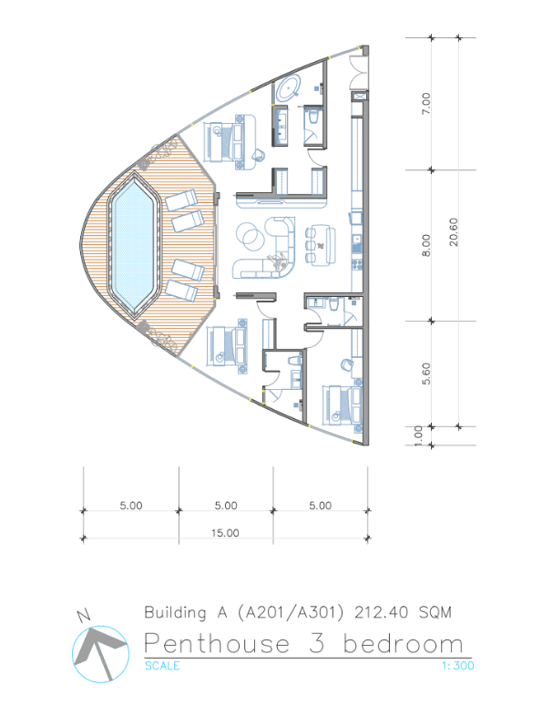 3 bedroom, 212,0 м²