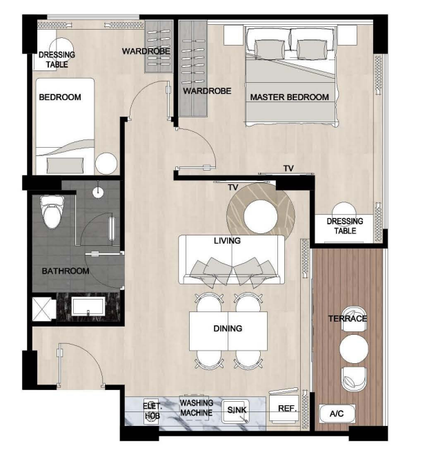 2 bedroom, 58,0 м²