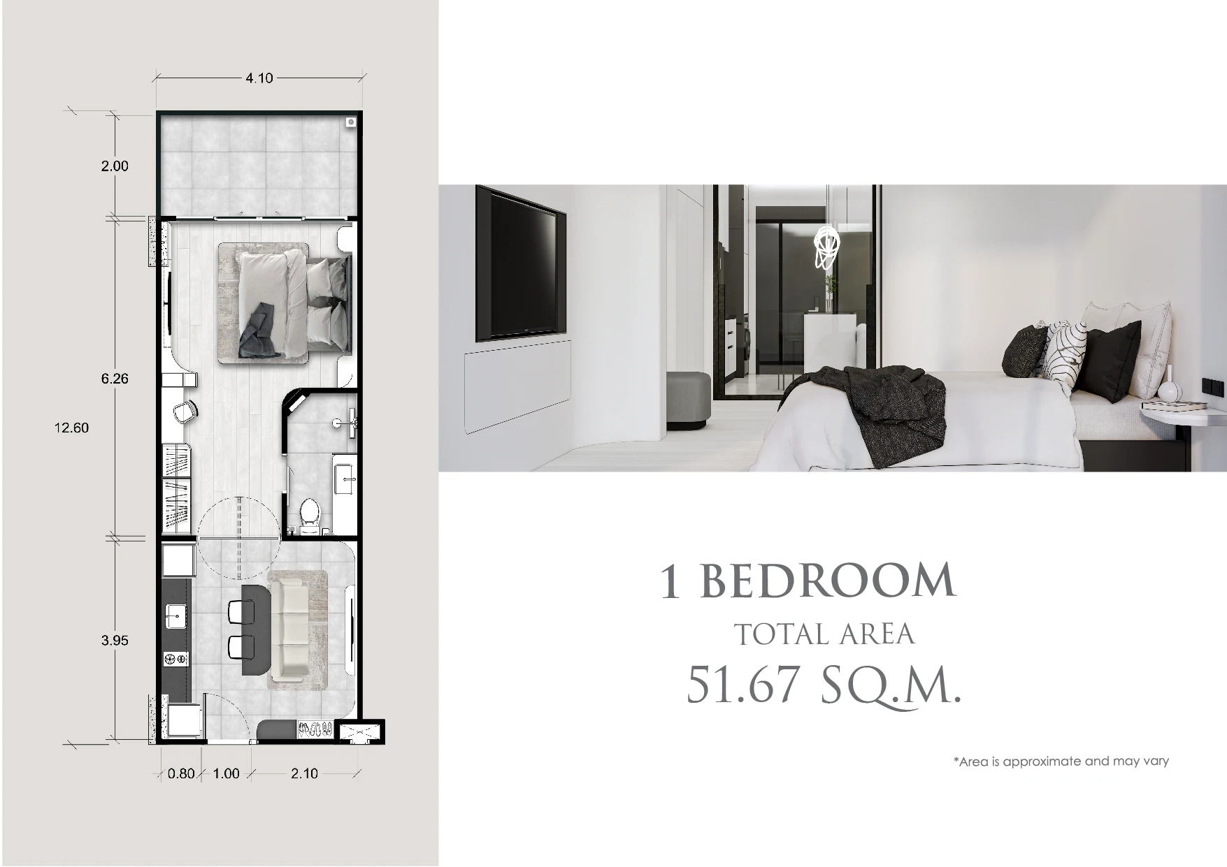 1 bedroom, 51,0 м²