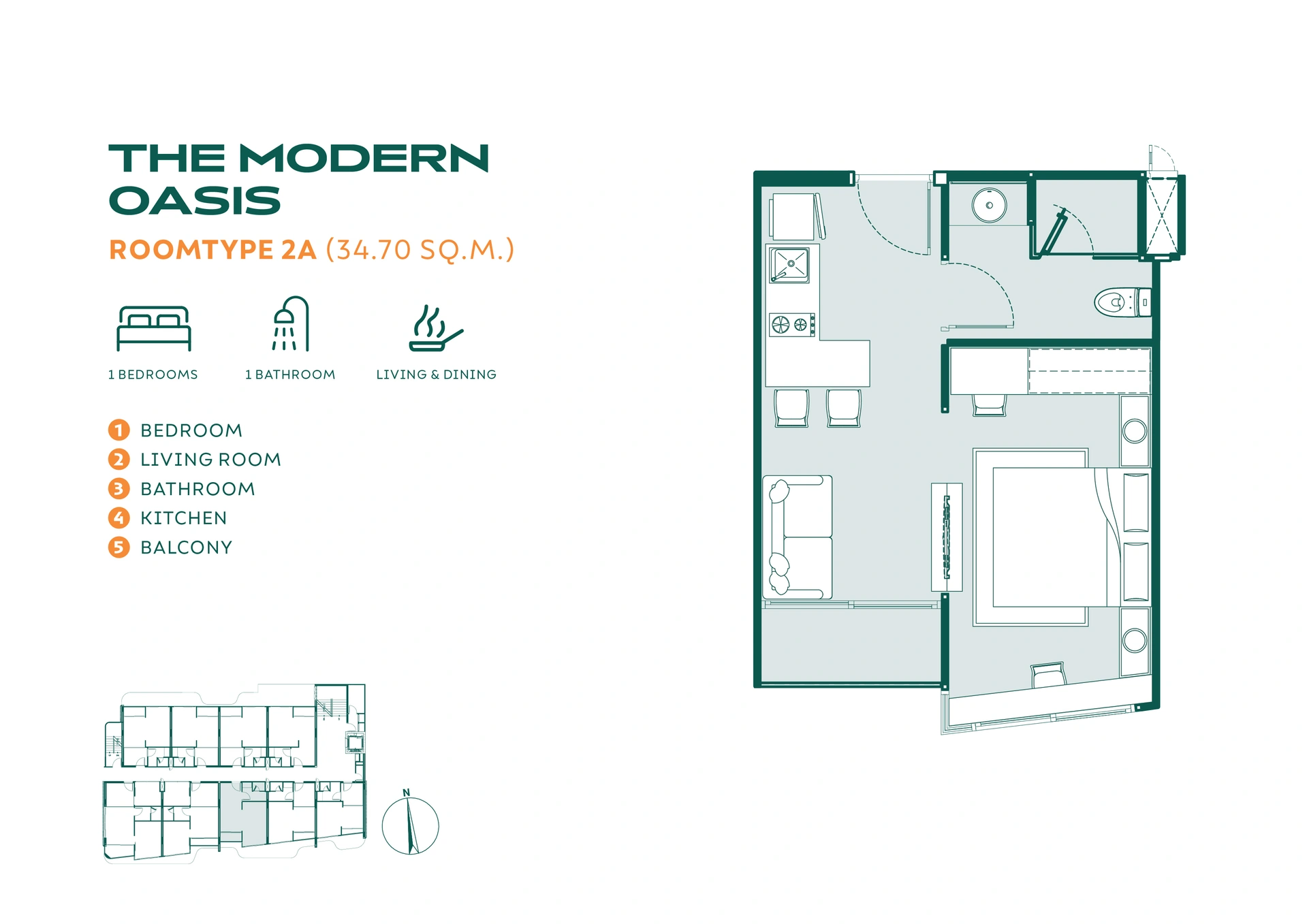 1 bedroom, 34,0 м²