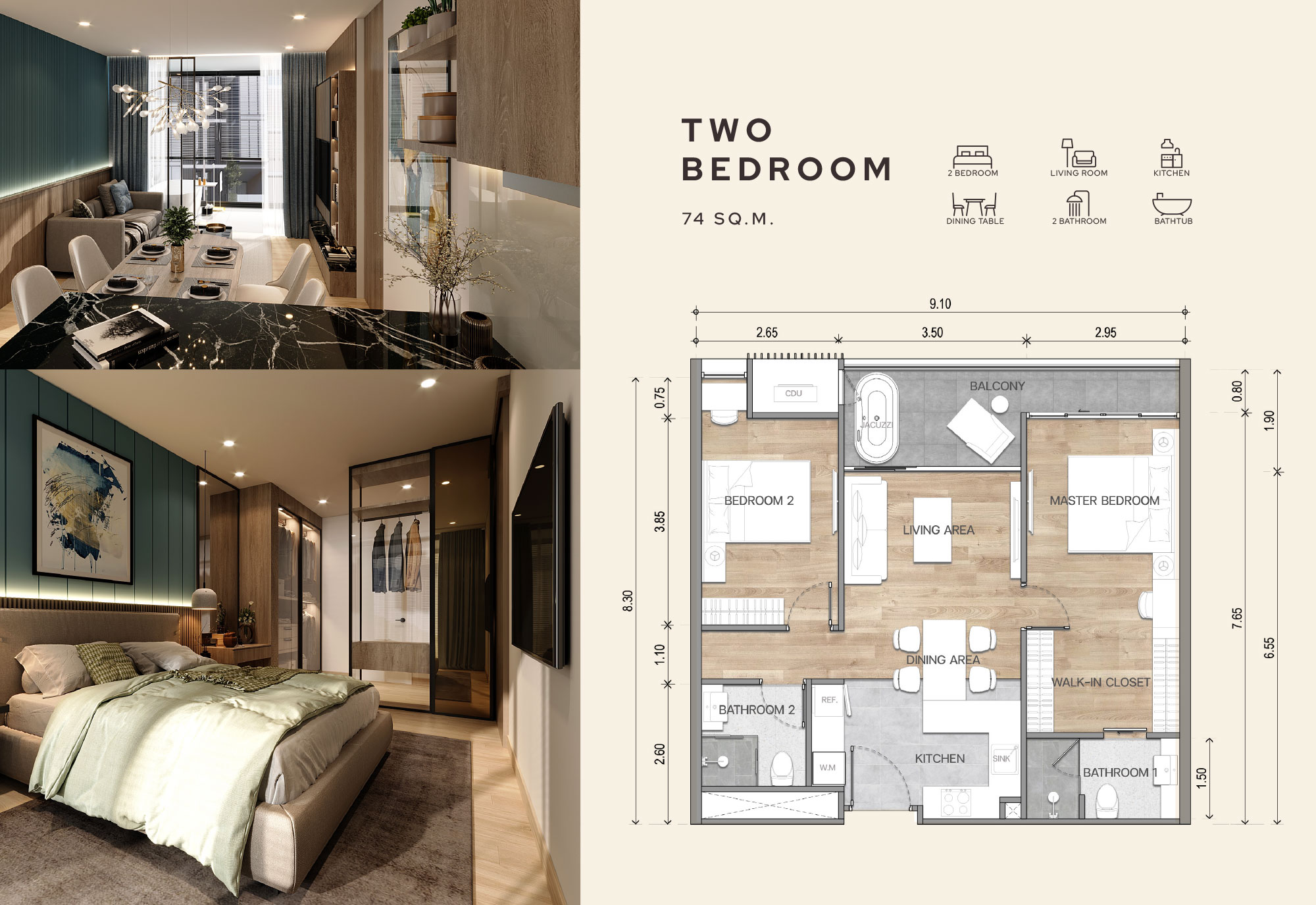 2 bedroom, 76,0 м²